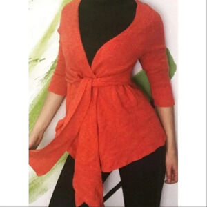 Anthropologie Birds on a Wire Orange Wool Women's Cardigan